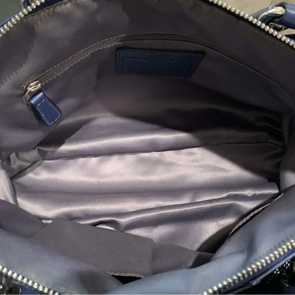 Coach Madison Blue Satin Handbag 15935 Missing Long Strap - Picture 6 of 6